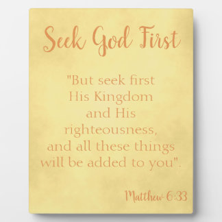 Seek God First Gold Parchment Plaque