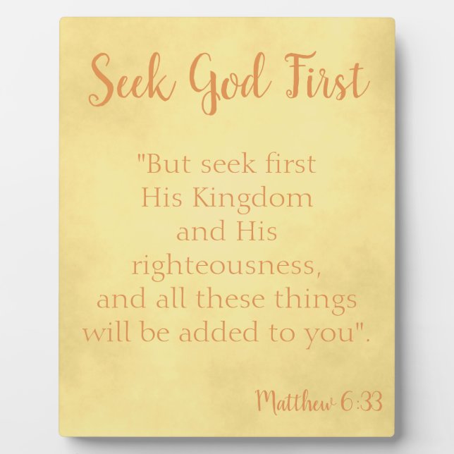 Seek God First Gold Parchment Plaque (Front)
