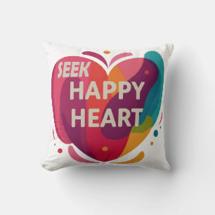 Seek Happy Heart Throw Pillow