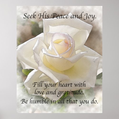 Seek His Peace White Rose Poster