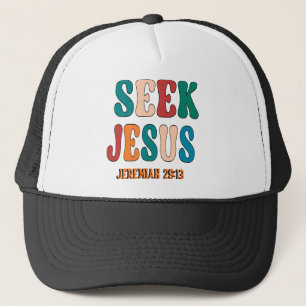 SEEK JESUS BIBLE VERSE VINTAGE TRUCKER HAT