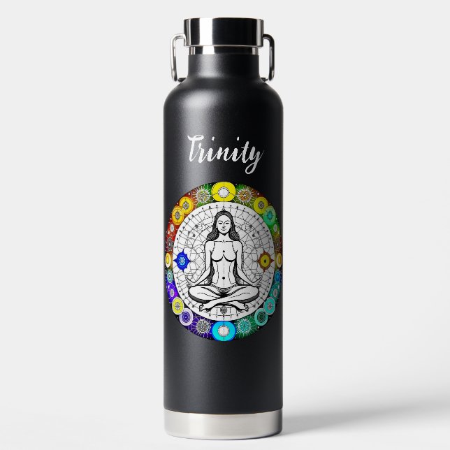 Seek Serenity  Meditation Spiritual Personalized Water Bottle (Front)