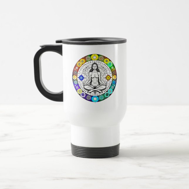 Seek Serenity  Meditation Yoga Spiritual Travel Mug (Left)