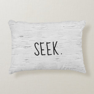 SEEK Text On Birch Tree Accent Pillow