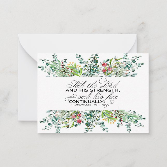 Seek the Lord greenery frame scripture Note Card (Front)