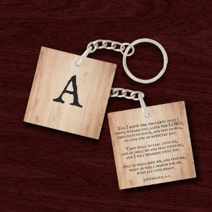 Seek The Lord Jeremiah Verse Christian Monogram Keychain