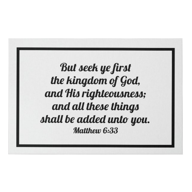 Seek Ye First Bible Verse Wall Art (Front)