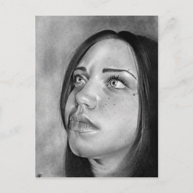 Seeking Guidance Girl Portrait  Postcard (Front)