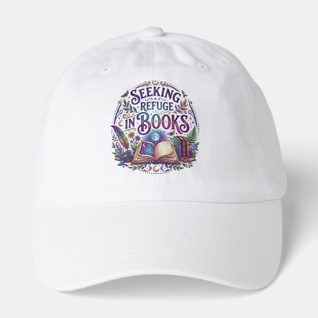 Seeking Refuge in Books Whimsical Celestial Mystic Hat (Front)