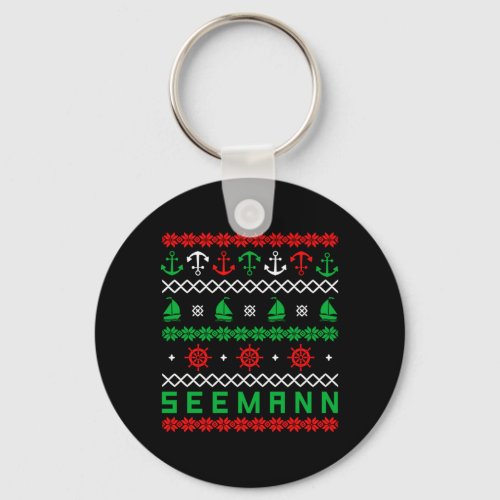 Seemann Seaman Ugly Christmas Sweater Knit Gift Keychain