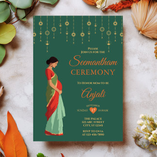 Seemantham Ceremony Traditional Indian Baby Shower Invitation
