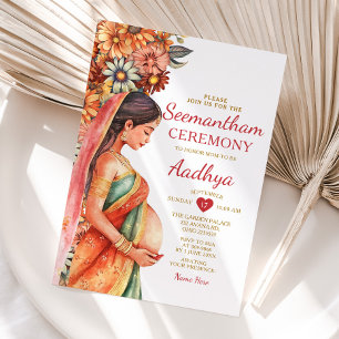 Seemantham Indian Baby Shower Valaikappu Mother Invitation