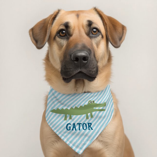 Seersucker Alligator Pet Bandana Collar (Dog 2)