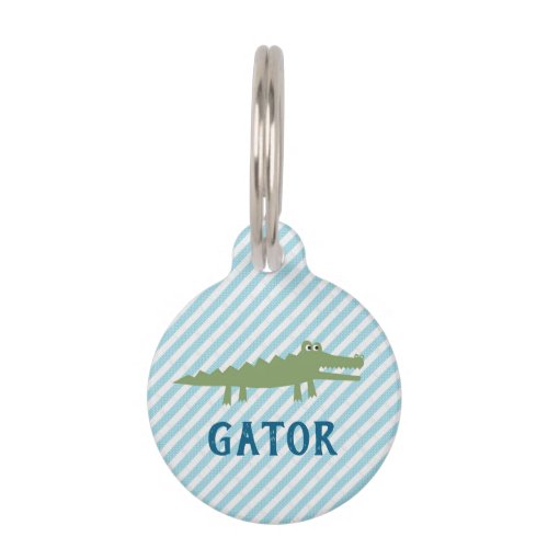 SEERSUCKER ALLIGATOR PET ID TAG