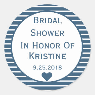 Seersucker Blue Bridal Shower Customizable Sticker