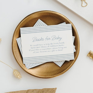 Seersucker blue stripe baby shower book request enclosure card