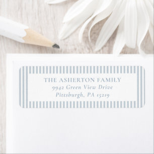 Seersucker blue white stripe simple preppy address label
