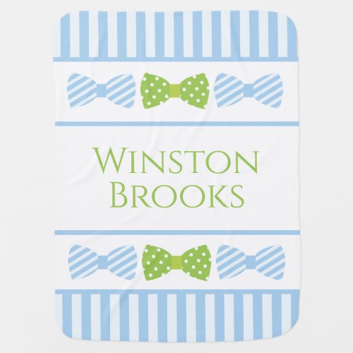 Seersucker Bow Tie Personalized Baby Blanket