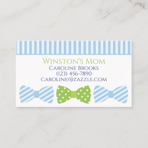 Seersucker Bow Tie Personalized Contact Card