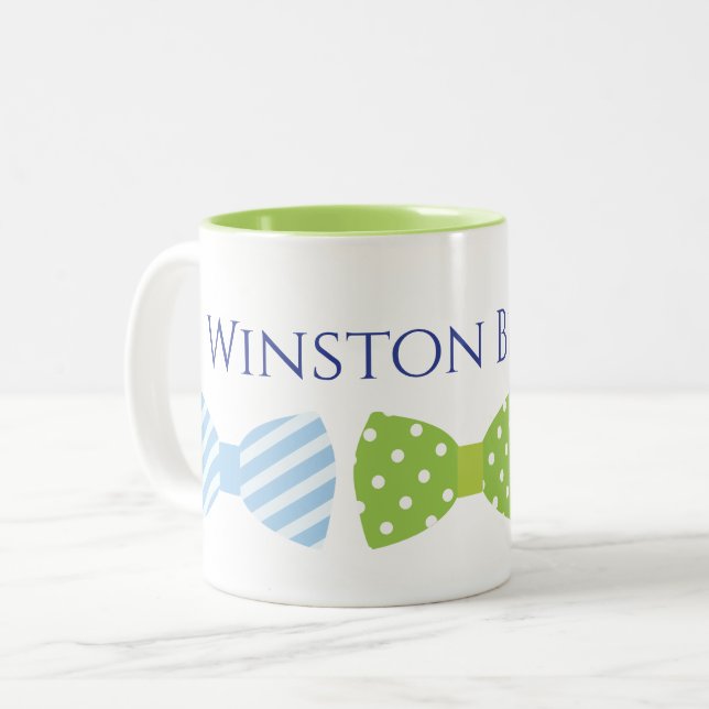 Seersucker Bow Tie Personalized Mug (Front Left)