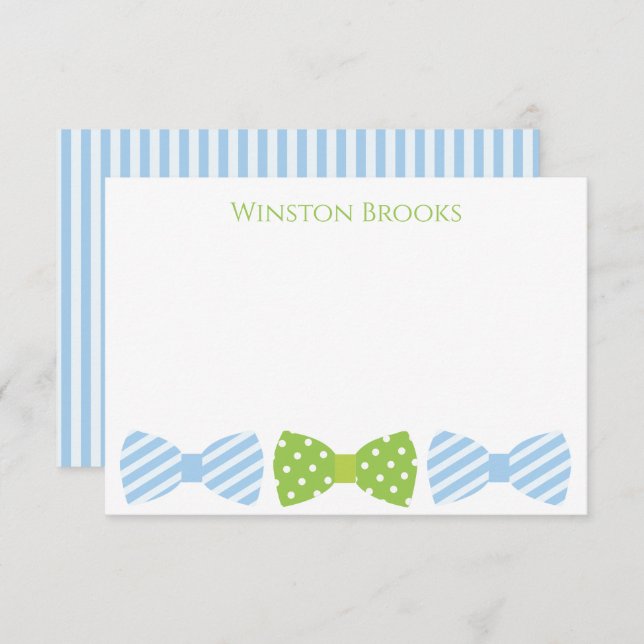Seersucker Bow Tie Personalized Note Cards (Front/Back)