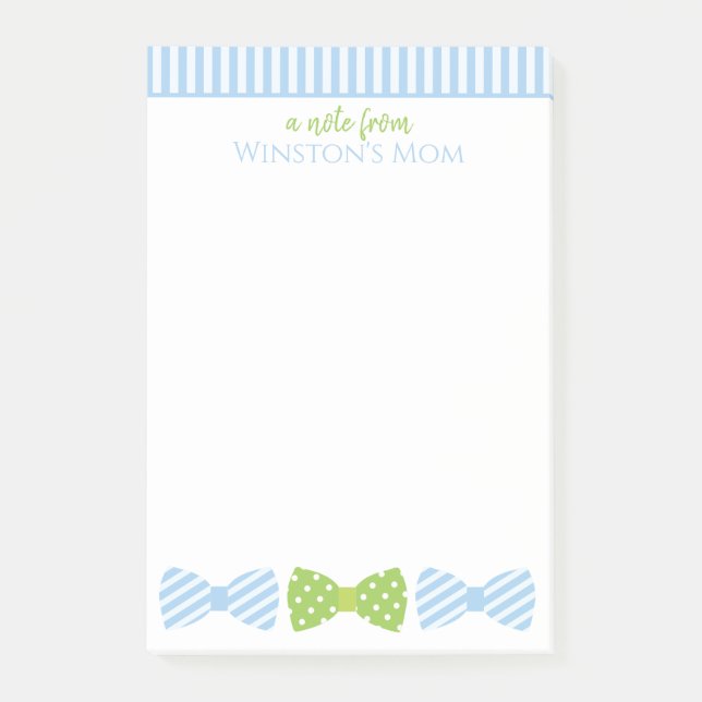 Seersucker Bow Tie Personalized Notepad (Front)
