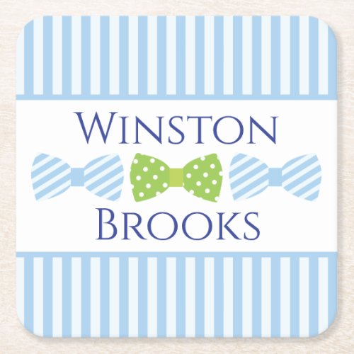 Seersucker Bow Tie Personalized Paper Coasters