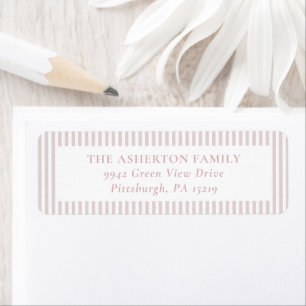 Seersucker pink white stripe simple preppy address label