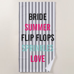 Seersucker Summer Bride Sprinkle Party Beach Towel