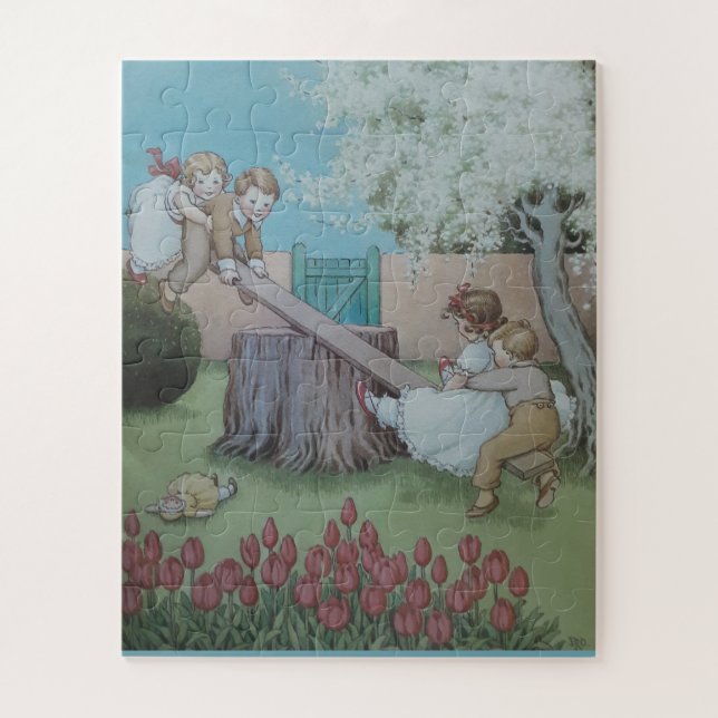 Seesaw Margery Daw nursery rhyme Jigsaw Puzzle (Vertical)
