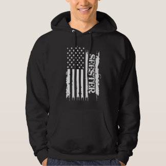 Seester United States Distressed w US Flag Hoodie
