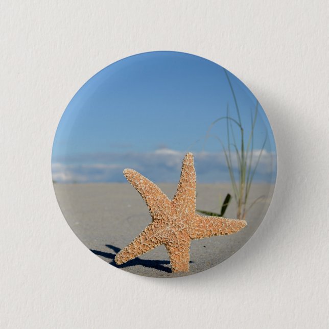 Seestern am Strand Pinback Button (Front)