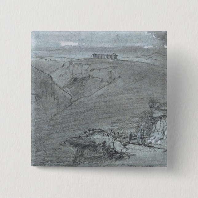 Segesta, from 'Views of Sicily' (chalk & gouache o Button (Front)