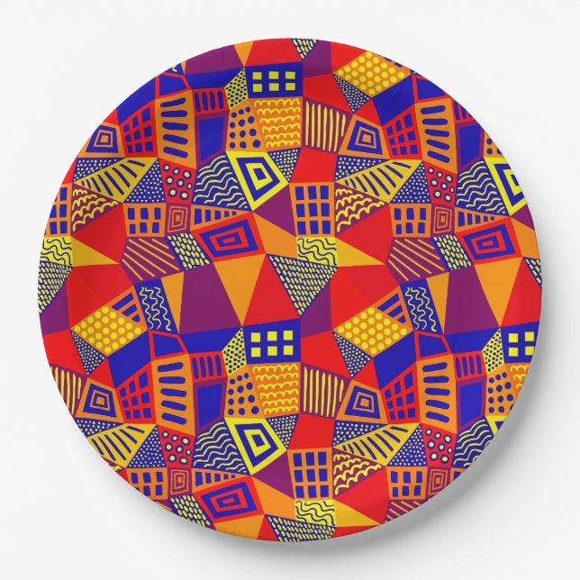 Segmented Abstract 070717 - Colors 01 Paper Plates (Front)