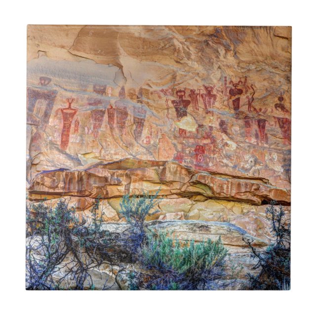 Sego Canyon Indian Pictographs - Utah Ceramic Tile (Front)