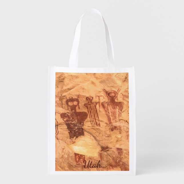 Sego Canyon Rock Art Utah Pictograph Grocery Bag (Front)
