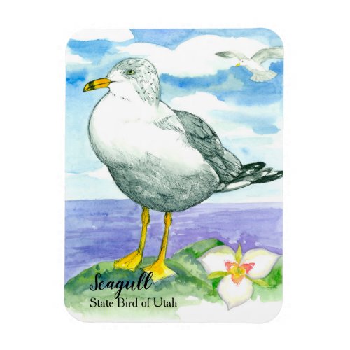 Sego Lily Seagull State Bird of Utah Magnet