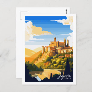 Segovia France vintage travel place illustration Postcard