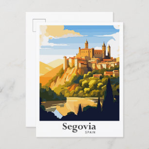 Segovia Spain Art Vintage Travel Illustration Postcard