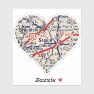 Seguin Texas Vintage Map Sticker
