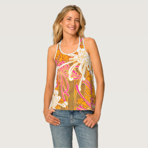 Séguy’s Art Deco Pink and White Flowers Tank Top