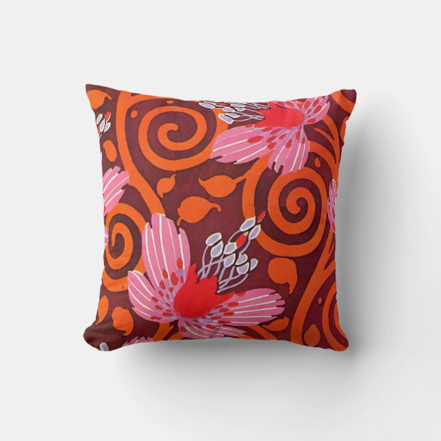 Séguy’s Pink Flowers Throw Pillow (Front)