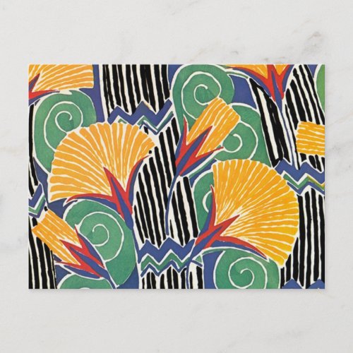 Seguys Art Deco Golden Flowers Postcard