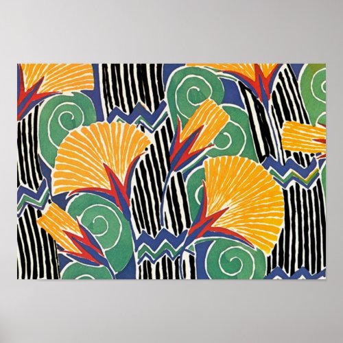 Seguys Art Deco Golden Flowers Poster