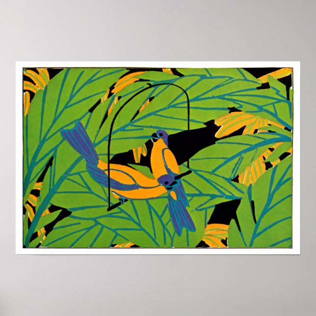 Seguy's Art Deco Tropical Birds Poster (Front)