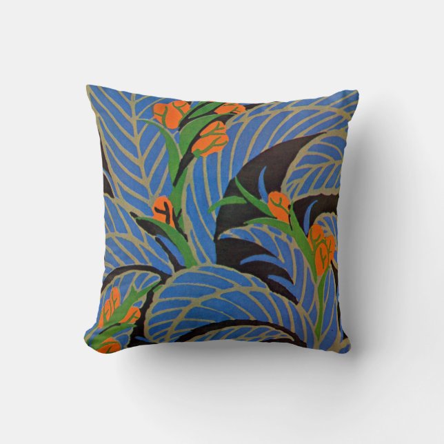 Seguy's Art Deco Tropical Night Throw Pillow (Front)