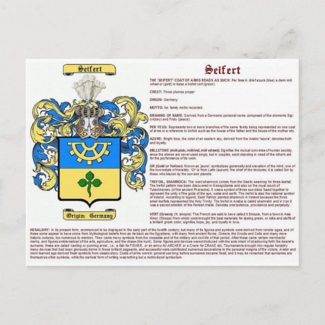 Seifert (meaning) postcard (Front)