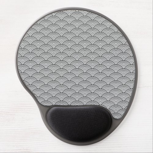 Seigaiha Black And White Japanese Wave Pattern Gel Mouse Pad