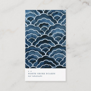 Seigaiha Blue Wave Pattern Business Card