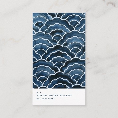 Seigaiha Blue Wave Pattern Business Card